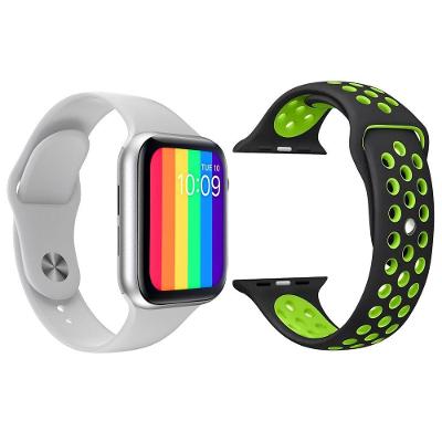 Kit 1 Relógio Smartwatch Iwo12 Branco+1 Pulseira Preto Verde