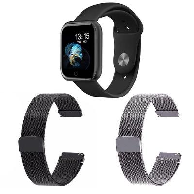 Kit 1 Relógio Smartwatch Preto + 2 Pulseiras Preto E Prata