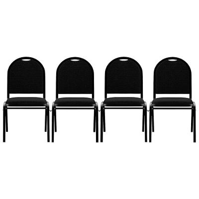 Kit 4 Cadeiras Hoteleiras Auditório Empilhável Linho M23 Preto - Mpozenato