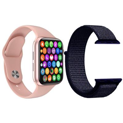 Kit 1 Relógio Smartwatch Iwo8 Rosa + 1 Pulseira Azul