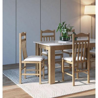 Conj Mesa Jantar 4 Cad Assento Estofado Ameixa Negra/Branco