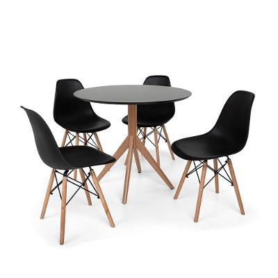 Kit Mesa de Jantar Maitê 80cm Preta e 4 Cadeiras Preta