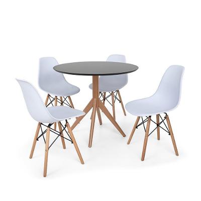 Kit Mesa de Jantar Maitê 80cm Preta e 4 Cadeiras Charles