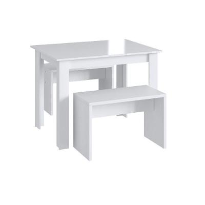 Conjunto Mesa Fixa 2 Bancos de 2 Lugares Branco