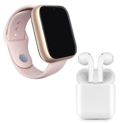 Kit 1 Relógio Smartwatch Z6 Rosa + 1 Fone I9s Tws Branco
