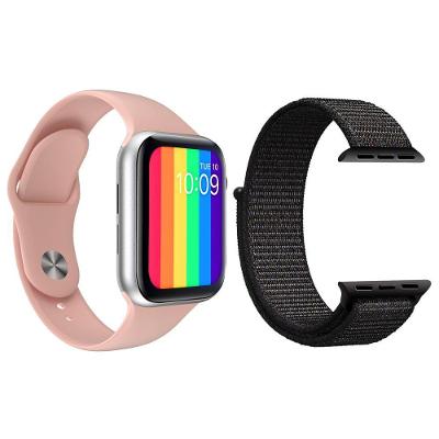 Kit 1 Relógio Smartwatch W26 Rosa + 1 Pulseira Nylon Preto