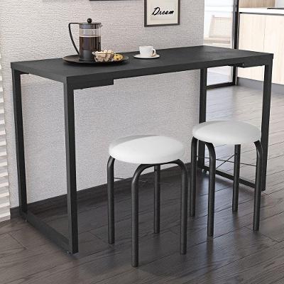 Kit Mesa De Cozinha 120Cm Com 2 Banquetas F02 Preto/Branco