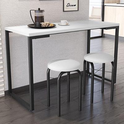 Kit Mesa De Cozinha 120Cm Com 2 Banquetas F02 Branco