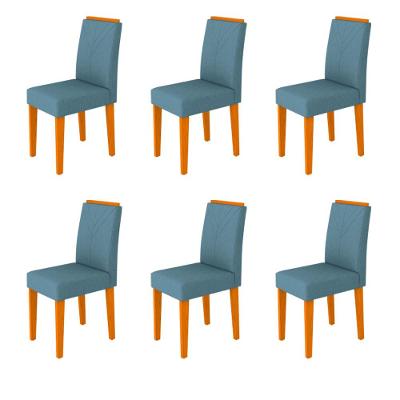 Conjunto 6 Cadeiras Sala Jantar Amanda Ype Azul Claro