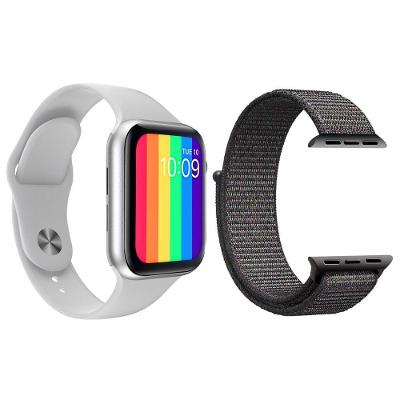 Kit 1 Relógio Smartwatch Iwo12 Branco + 1 Pulseira Cinza