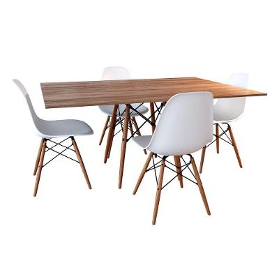 Conjunto De Mesa De Jantar Retangular 120X75 Tampo De Madeira Amêndoa Com 4 Cadeiras Br