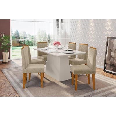Conjunto Mesa Jantar 1,60m 6 Cadeiras Ypê Marrom Claro