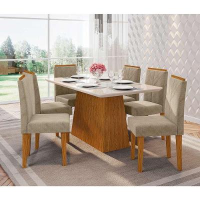 Conjunto Mesa Jantar 1,60m e 6 Cadeiras Ypê Off White