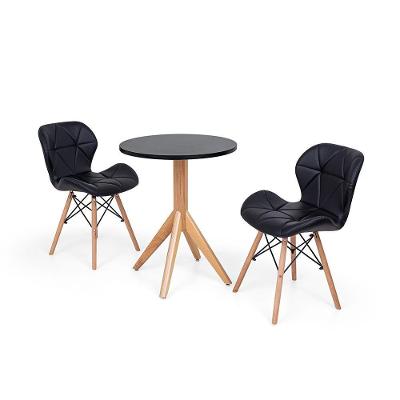 Conjunto Mesa de Jantar Maitê 60cm Preta 2 Cadeiras Preta