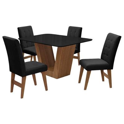 Conj Mesa de Jantar Safira 4 Cadeiras Agata 135cm