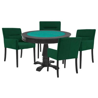 Mesa de Jogos Carteado Reversível Preto Com 4 Cadeiras Verde