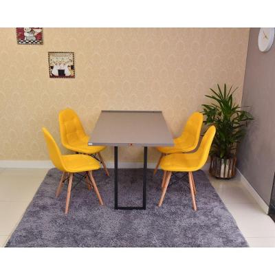 Conjunto Mesa Dobrável Retrátil 120 X 75 Volpi e 4 Cadeiras Botonê Amarela