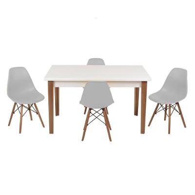 Kit Mesa Luiza 135cm 4 Cadeiras Eiffel Cinza