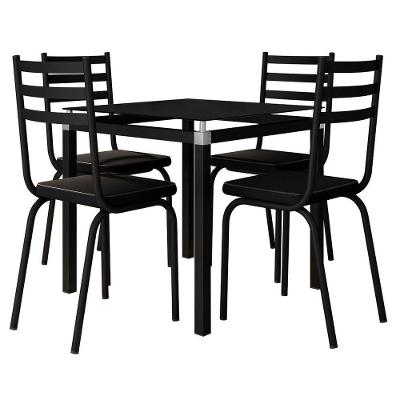 Jogo de Mesa Malva 107x75 Cm 4 Cadeiras 118 Artefamol Preto