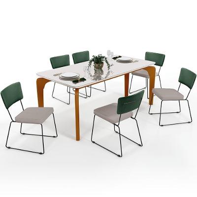 Mesa 160cm Off White E 6 Cadeiras Facto Verde Musgo Bege