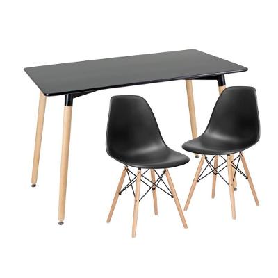 Kit - Mesa De Jantar Retangular Eames 60 X 120 Cm Preto + 2 Cadeiras Eiffel Dsw Preto