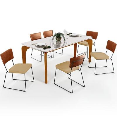 Mesa Capri 160 Off White E 6 Cadeiras B05 Camel Bege Escuro