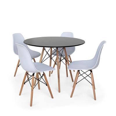 Kit Mesa Eiffel 100cm Preta 04 Cadeiras Charles Eames Branca