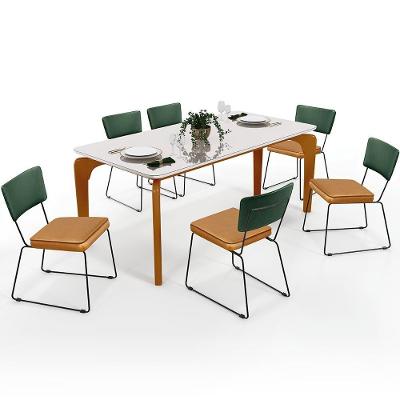 Mesa 160cm Off White E 6 Cadeiras Facto Verde Musgo Whisky