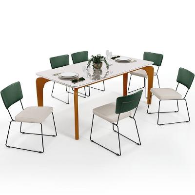 Mesa 160cm Off White E 6 Cadeiras Facto Verde Musgo Cru