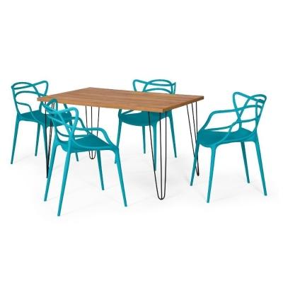 Conjunto Mesa De Jantar 130x80cm Com 4 Cadeiras - Turquesa