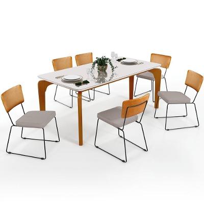 Mesa Capri 160cm Off White Nature E 6 Cadeiras B05 WhiBege