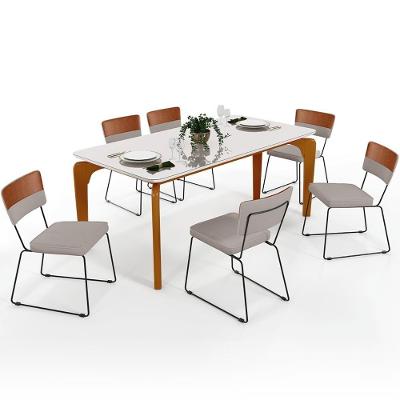Mesa Capri 160cm Off White Nature Com 6 Cadeiras Camel Bege