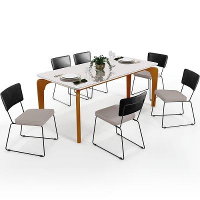 Mesa Capri 160cm Off White Nature E 6 Cadeiras Preto Bege