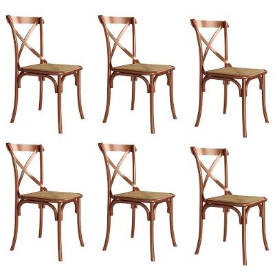 Conjunto De Mesa Eiffel Redondo Tampo De Madeira 110Cm Branco Com 4 Cadeiras Cobre - Branco