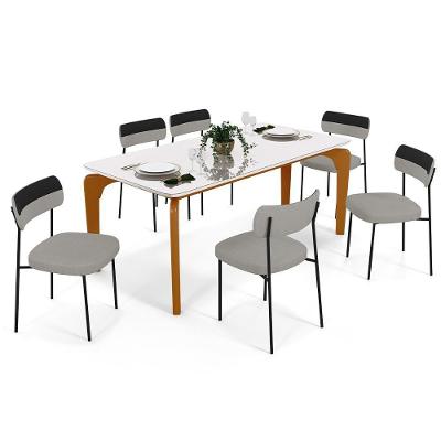 Mesa De Jantar Capri 160cm Off White 6 Cadeiras Cinza Preto