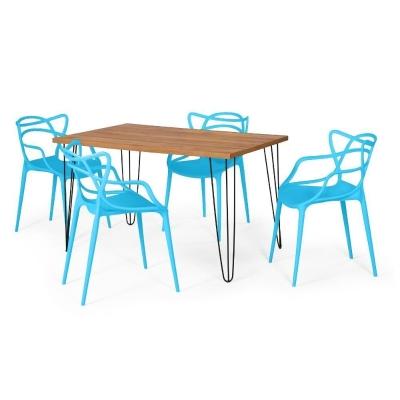 Conjunto Mesa De Jantar 130x80cm Com 4 Cadeiras - Azul