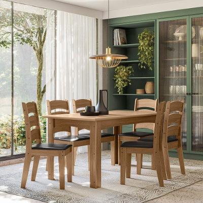 Conjunto Sala De Jantar Mali 1,56 Com 6 Cadeiras Cedro 11C
