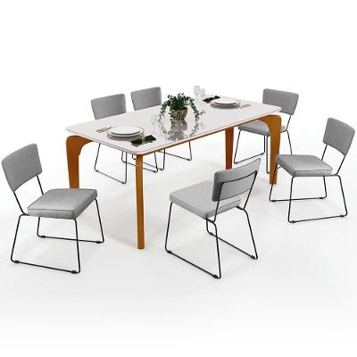 Mesa De Jantar 160cm Off White Nature Com 6 Cadeiras Cinza