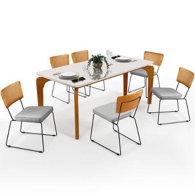 Mesa Capri 160cm Off White Com 6 Cadeiras B05 WhiCinza