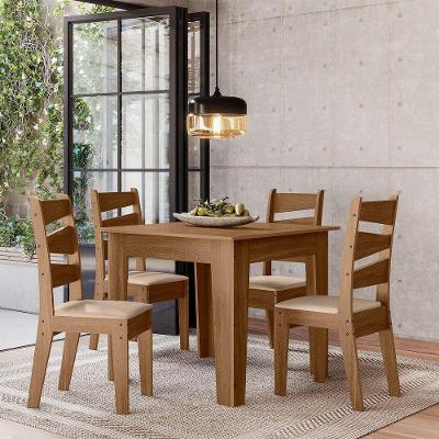 Conjunto Sala De Jantar Itália 0,90 Com 4 Cadeiras Cedro 51C