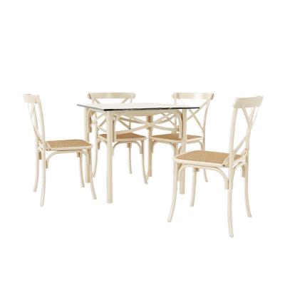 Conjunto Katrina Off White 4 Lugares Tampo De Madeira Quadrado 90 Cm Asturias