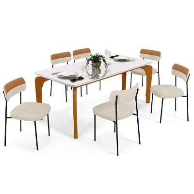 Mesa Jantar Capri 160cm Off White 6 Cadeiras Bege Caramelo