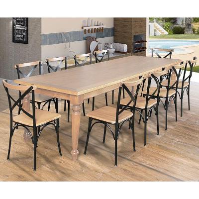 Conjunto Jantar Mesa Leonora 240X100 Com 10 Cadeiras Paris Base Alumínio - Natural - Marrom
