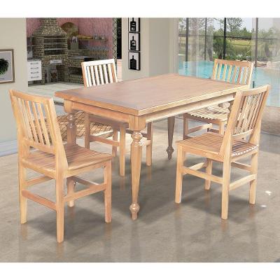 Conjunto Jantar Mesa Rústica Franscisca 140X80 Com 4 Cadeiras Ripada Confort Natural - Marrom