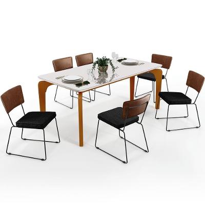 Mesa Capri 160cm Off White Com 6 Cadeiras B05 Marrom Chumbo