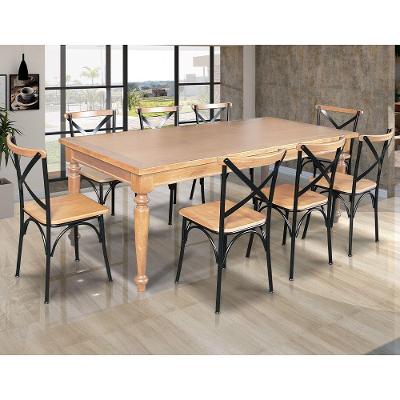 Conjunto Jantar Mesa Leonora 240X100 Com 8 Cadeiras Paris Base Alumínio - Natural - Marrom