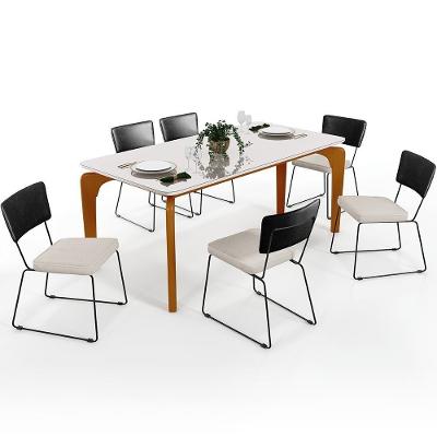 Mesa De Jantar 160cm Off White Com 6 Cadeiras Preto Cru