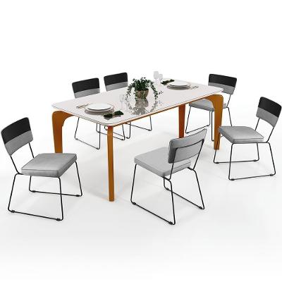 Mesa De Jantar Capri 160 Off White 6 Cadeiras Preto Cinza