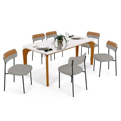 Mesa De Jantar Capri Off White E 6 Cadeiras Cinza Caramelo