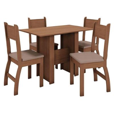 Conjunto Mesa De Jantar 4 Lugares Milano Carvalho Com Savana